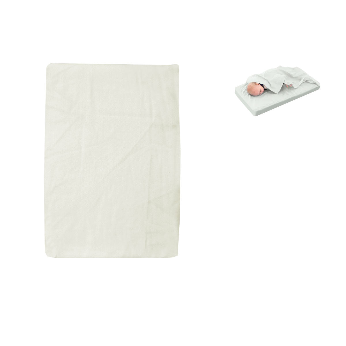 Off White Bassinet Fitted Sheet with a Flat Sheet Sewed Attached - NuSea